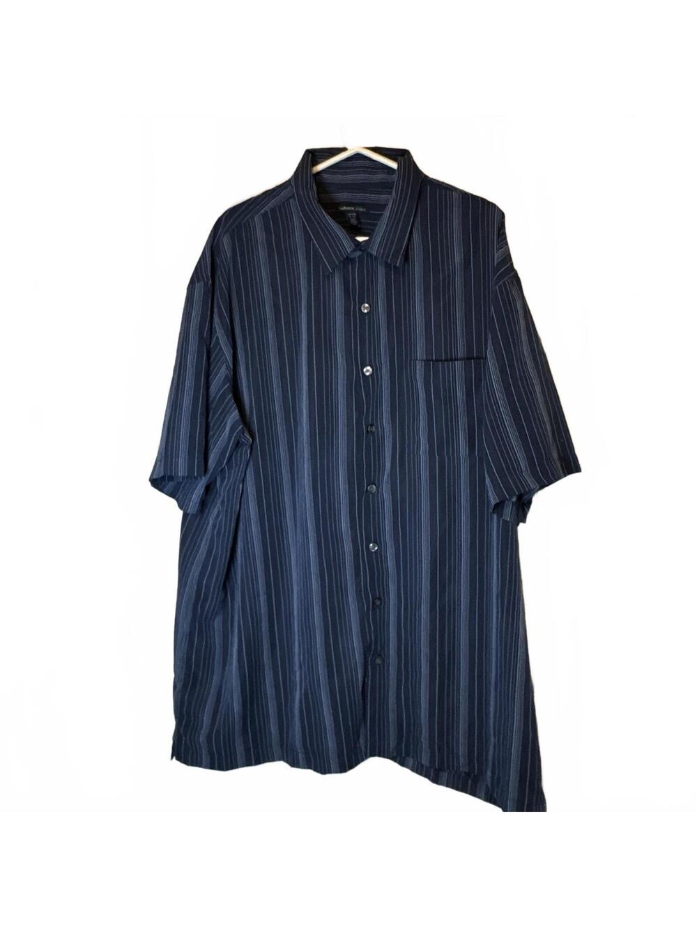 Van Heusen Studio Men's Navy Blue Striped Short Sleeve Shirt